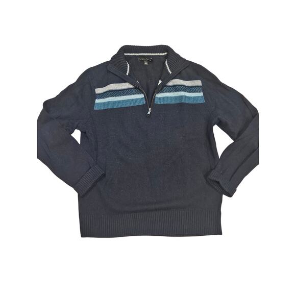 Banana republic Merino wool quarter zip pullover Mens sweater large blue stripe - Picture 1 of 7